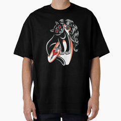 Childless Cat Lady Vibes Tattoo Oversized T-Shirt