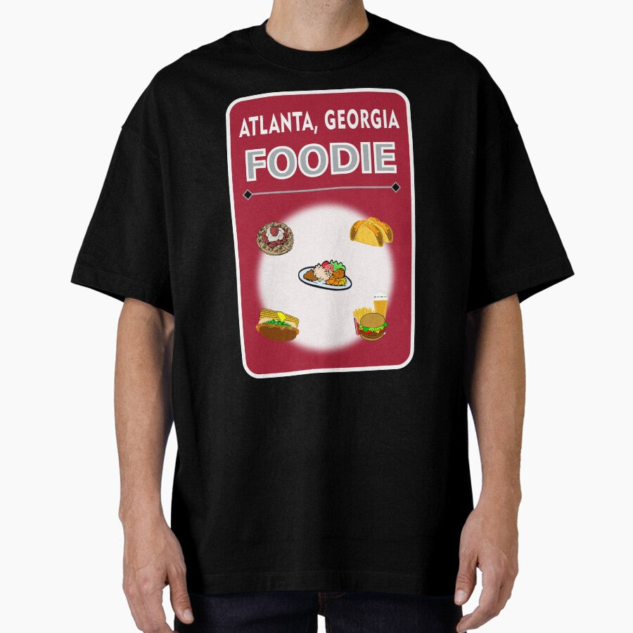 Atlanta Georgia Foodie Light Red Background Oversized T Shirt
