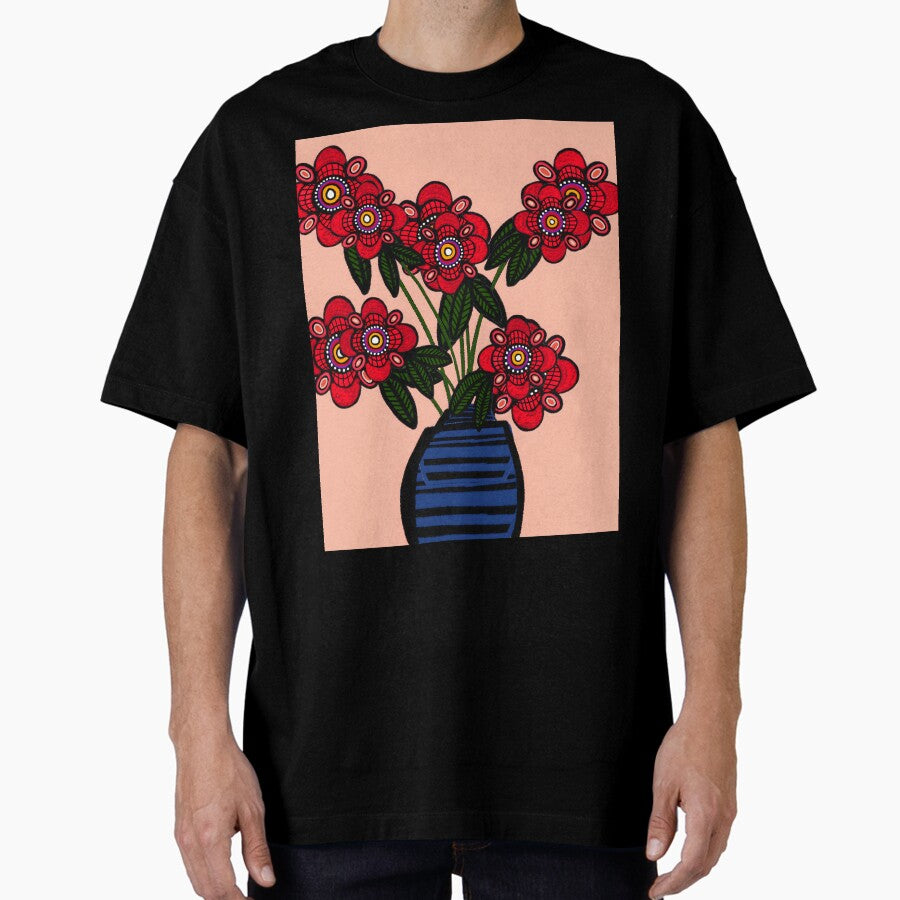 Floodle Red Camellia Oversized T-Shirt