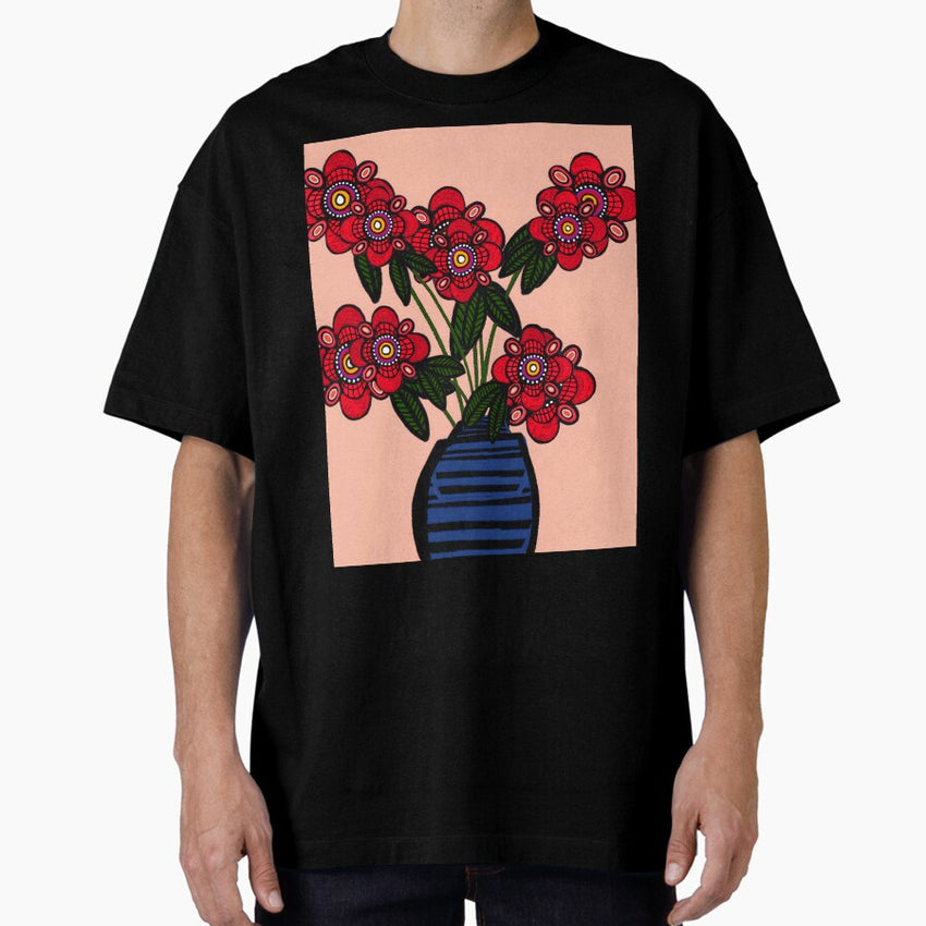 Floodle Red Camellia Oversized T-Shirt