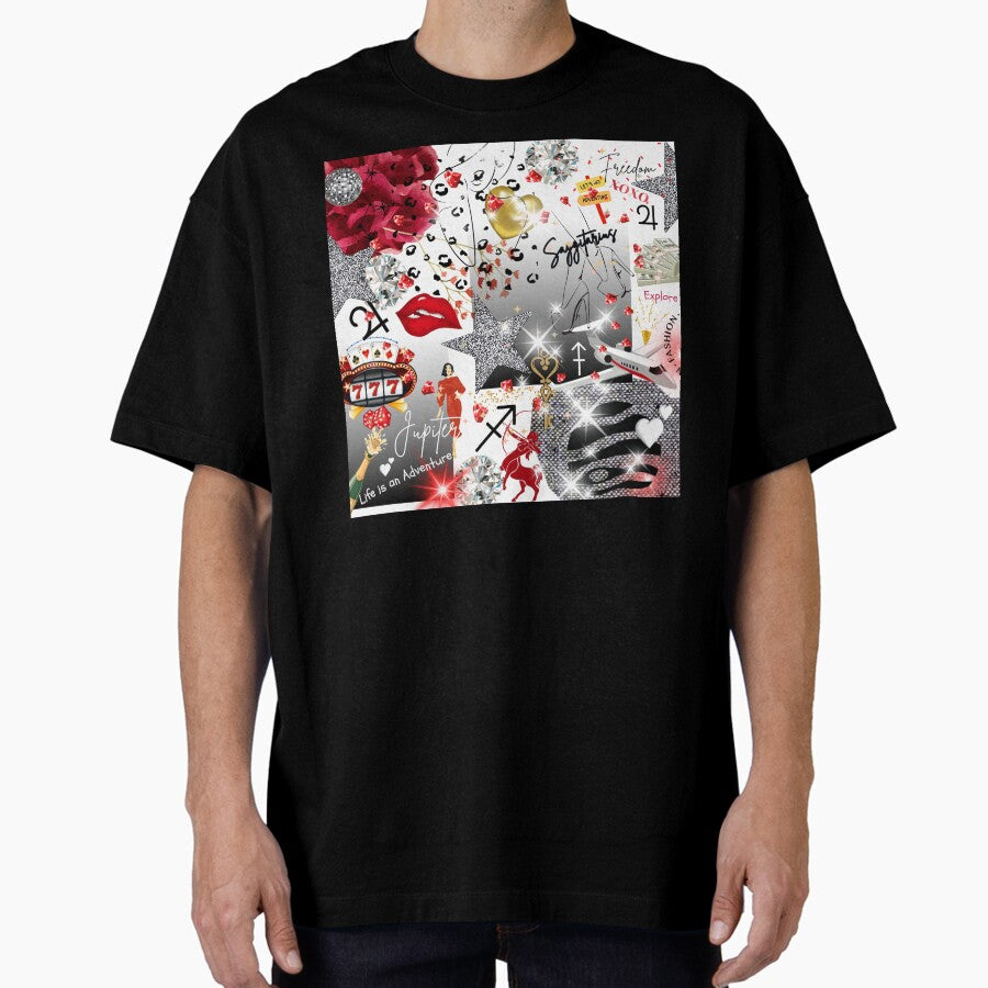 Sagittarius Art Collage Oversized T-Shirt