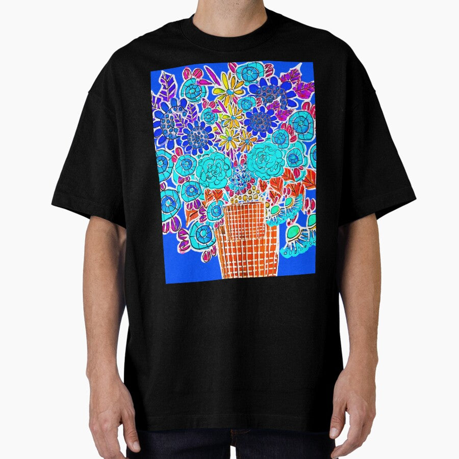Digital Doppleganger. Floodle watercolour cobalt Oversized T-Shirt