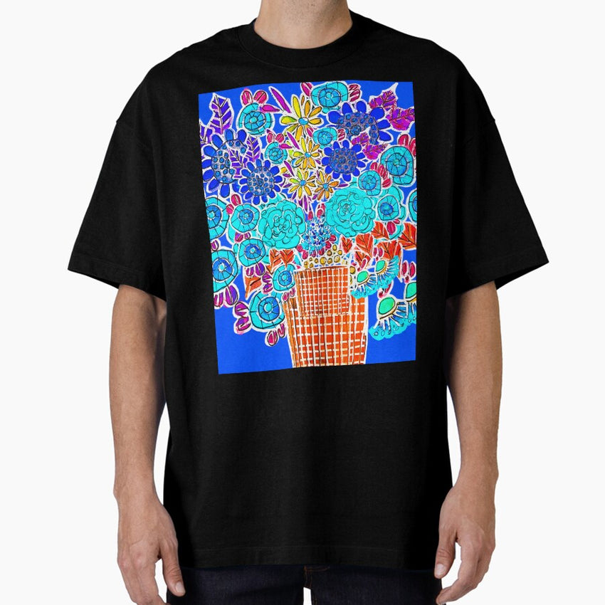 Digital Doppleganger. Floodle watercolour cobalt Oversized T-Shirt