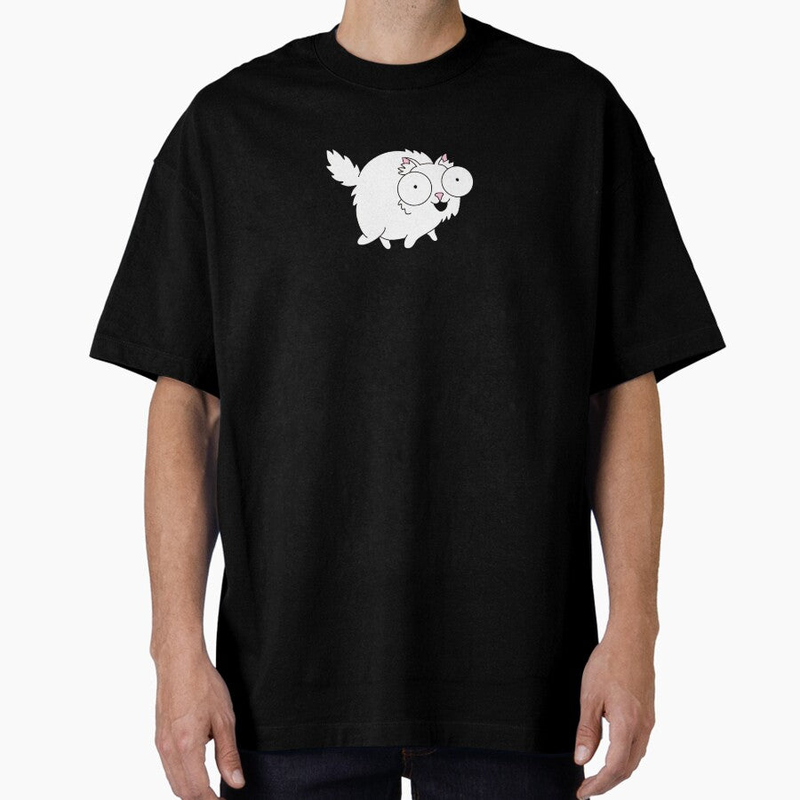 Chunky white cat with One brain cell Oversized T-Shirt