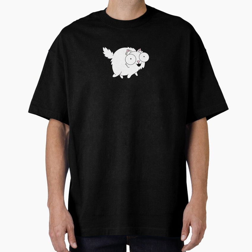 Chunky white cat with One brain cell Oversized T-Shirt