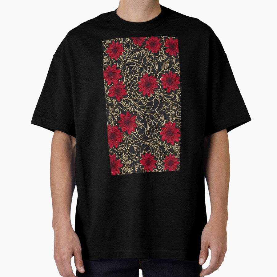 Retro Flower Background Oversized T-Shirt