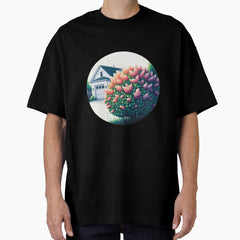 Pink lilac retro floral flowers Oversized T-Shirt