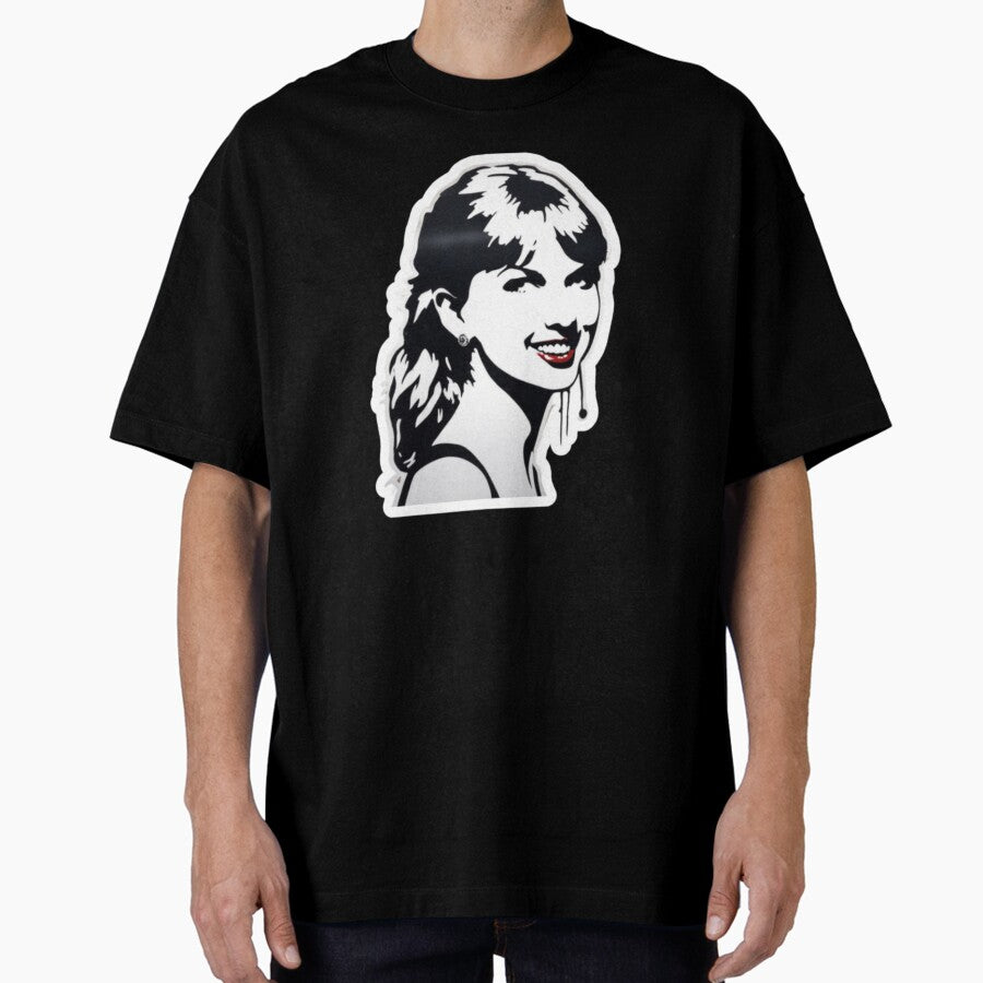 Taylor Swift Minimalist Stencil Banksy Inspired Swiftie Fan Art Oversized T Shirt