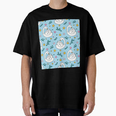 Swans And Flower Pattern Oversized T Shirt