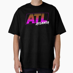 Atl Atlanta Georgia Retro 80S Box Stripes Oversized T Shirt