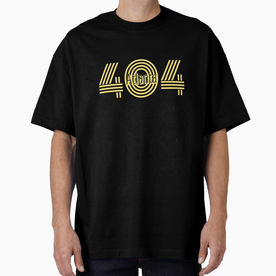Atlanta 404 Area Code In Yellow And Black Oversized T Shirt