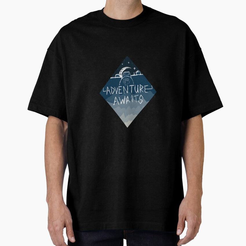 Adventure Awaits Paw Print Photography Oversized T Shirt
