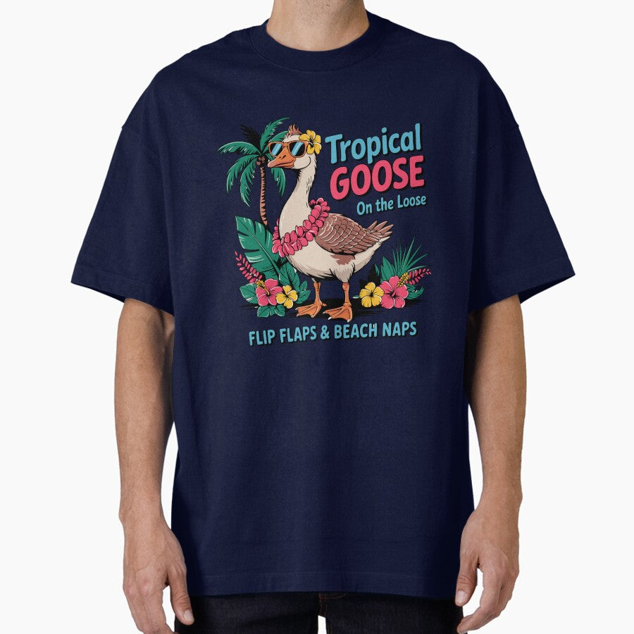 Tropical Goose On The Loose Oversized T Shirt