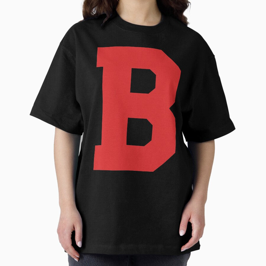 Alphabet, Red B, Sports letter B Oversized T-Shirt