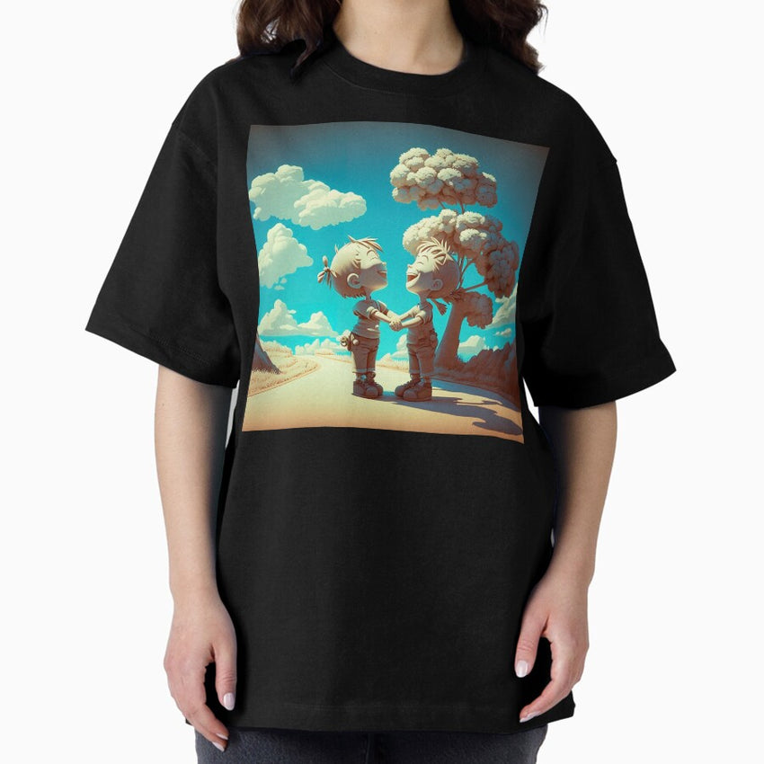 A Happy Couple In The Middle Of Nowhere Oversized T Shirt