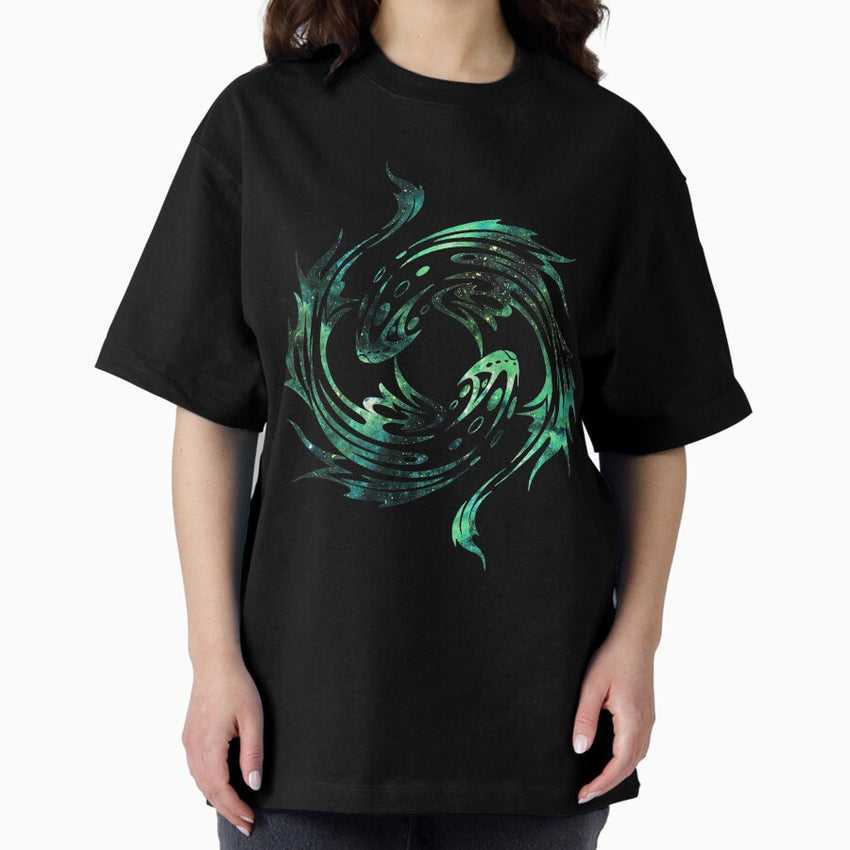 Pisces zodiac sign stars background Oversized T-Shirt
