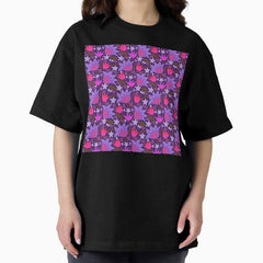 Buds and blooms - Magenta and Pink Oversized T-Shirt