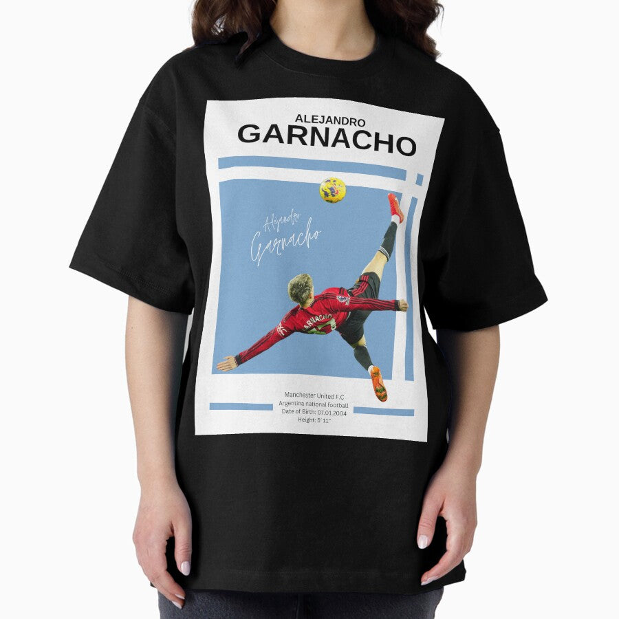Alejandro Garnacho, Manchester United Poster, Soccer Wall Art, Soccer Room Decor, Manchester United Wall Art, Football Print | Sports Poster Oversized T-Shirt