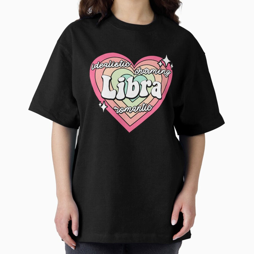 Libra Traits Sparkling Heart Oversized T-Shirt