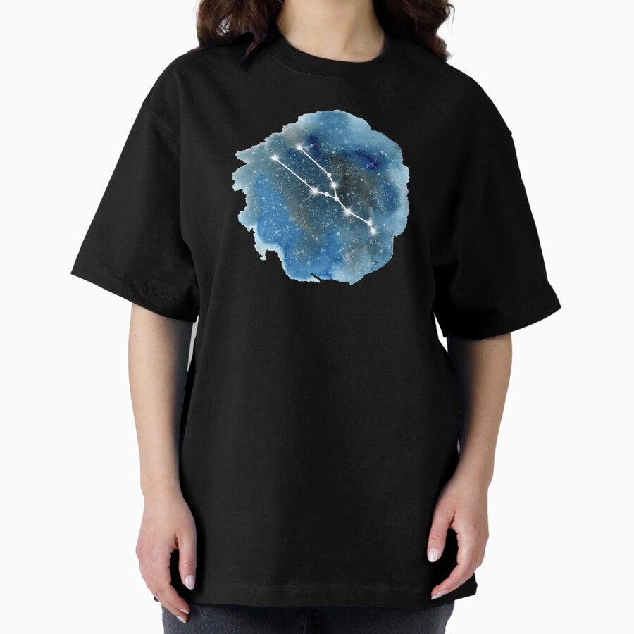 Taurus Zodiac Sign Constellation Birth Sign Watercolor Art Oversized T-Shirt