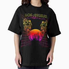 Los Angeles California Retro Synthwave Graphic Oversized T-Shirt