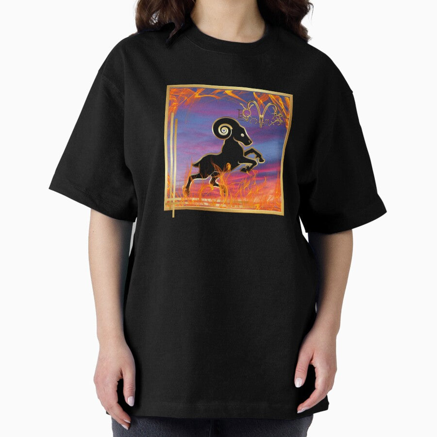 Aries Sign Fire Element Oversized T Shirt