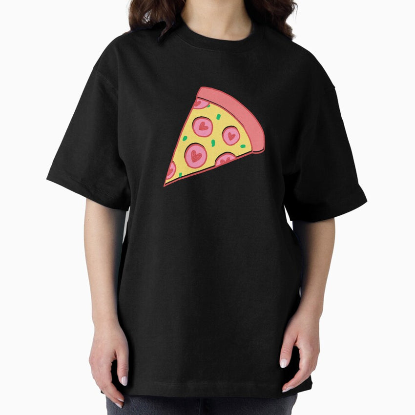 Pink pizza in love Oversized T-Shirt
