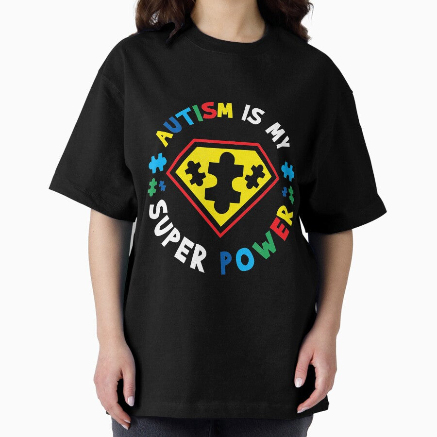 Autism Superhero Awareness Support Autistic Child Oversized T-Shirt