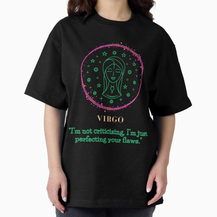 Sparkly Virgo zodiac- Horoscope star Sign Theme on blue back ground 3 Oversized T-Shirt