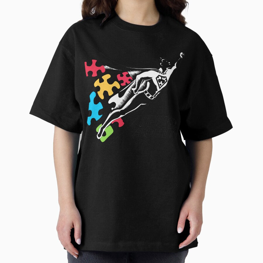 Autism Awareness Superhero Autism Gifts Boys Moms T-Shirt Oversized T-Shirt