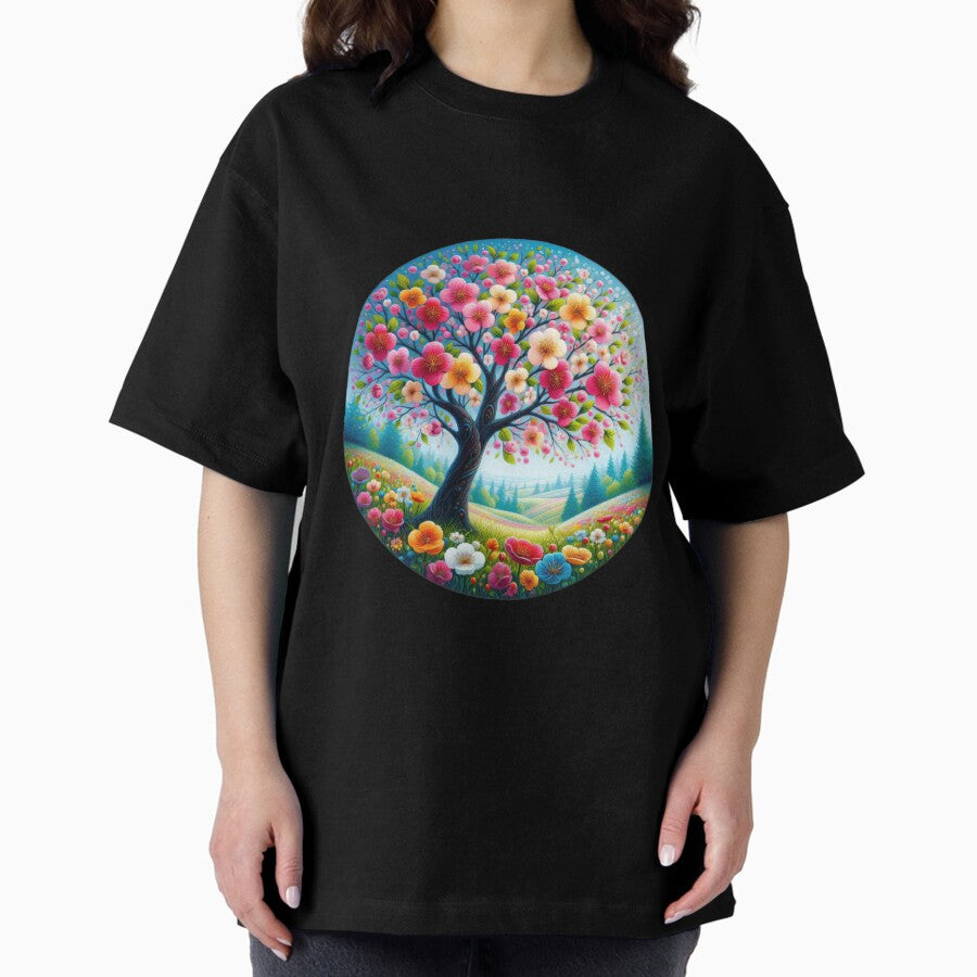 Colorful blossoming tree Botanical Beauty Floral Arrangements Oversized T-Shirt
