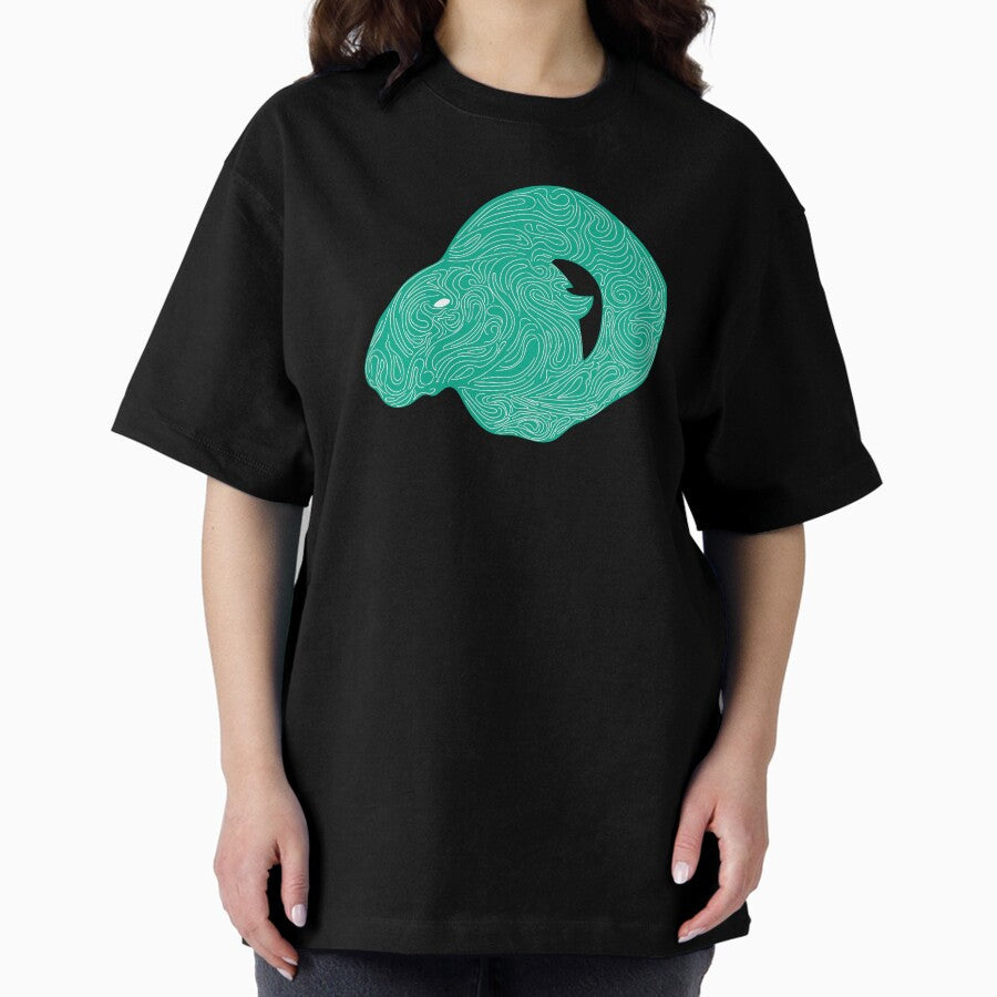 aries head drawing in profile (ram) Oversized T-Shirt