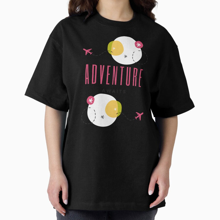 Adventure Awaits Pinkyellow Oversized T Shirt