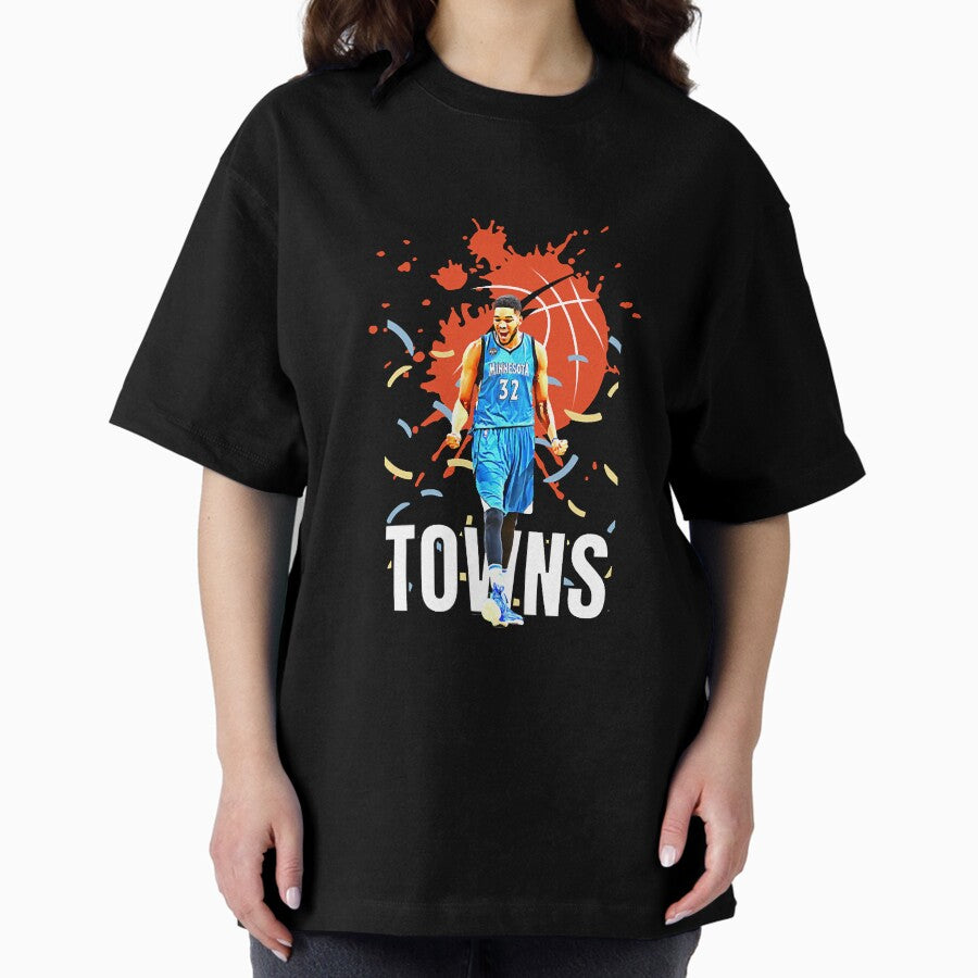karl anthony towns vintage art -Legend basketball gift vintage retro style Oversized T-Shirt