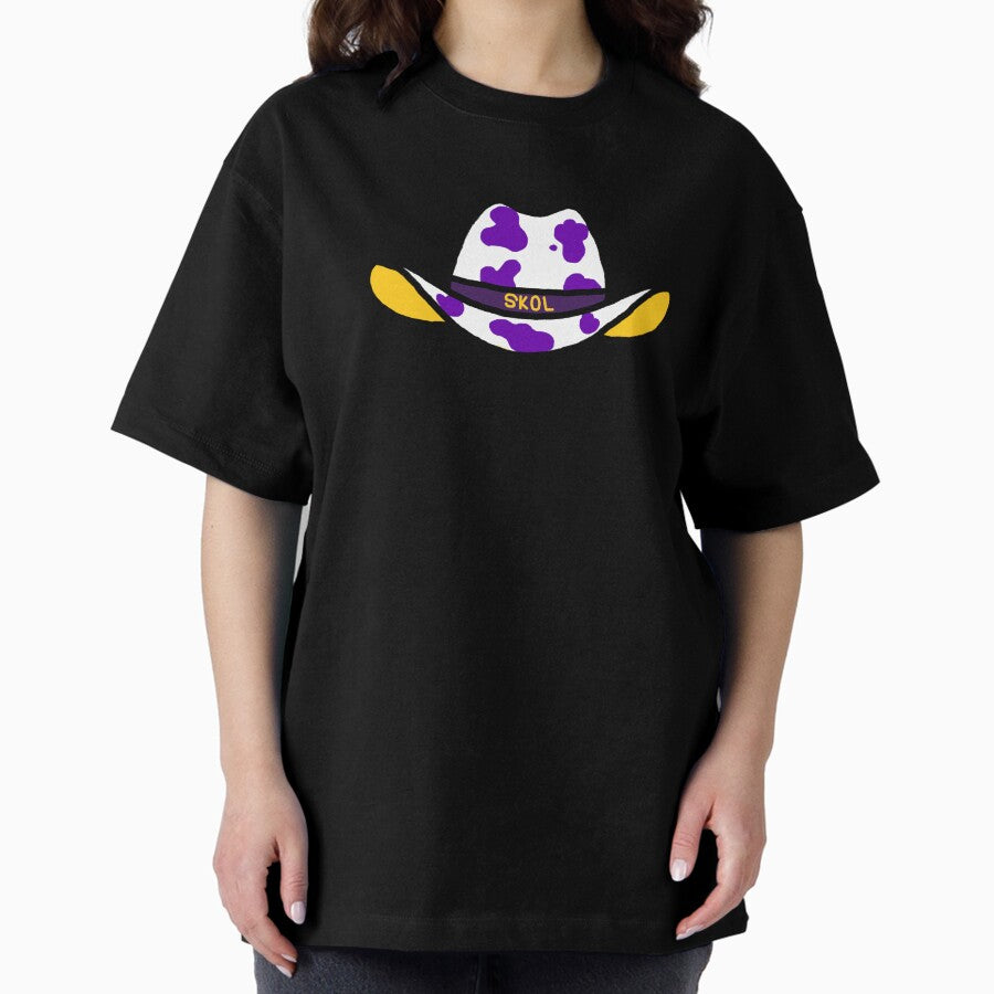 SKOL Vikings Purple Spotted Cowboy Hat Oversized T-Shirt