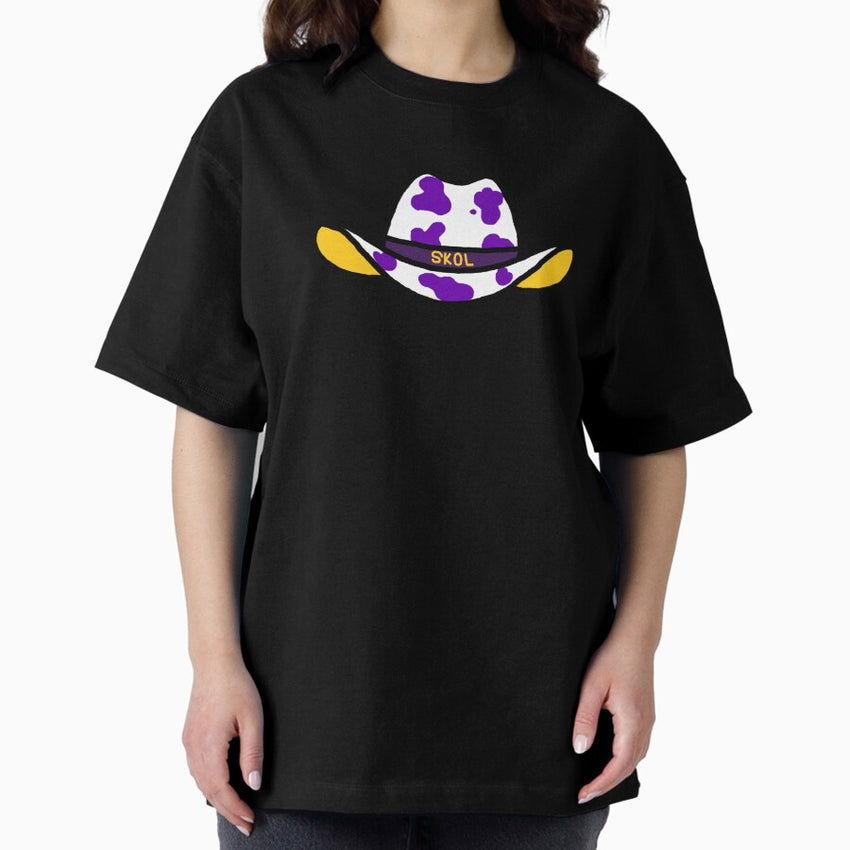 SKOL Vikings Purple Spotted Cowboy Hat Oversized T-Shirt