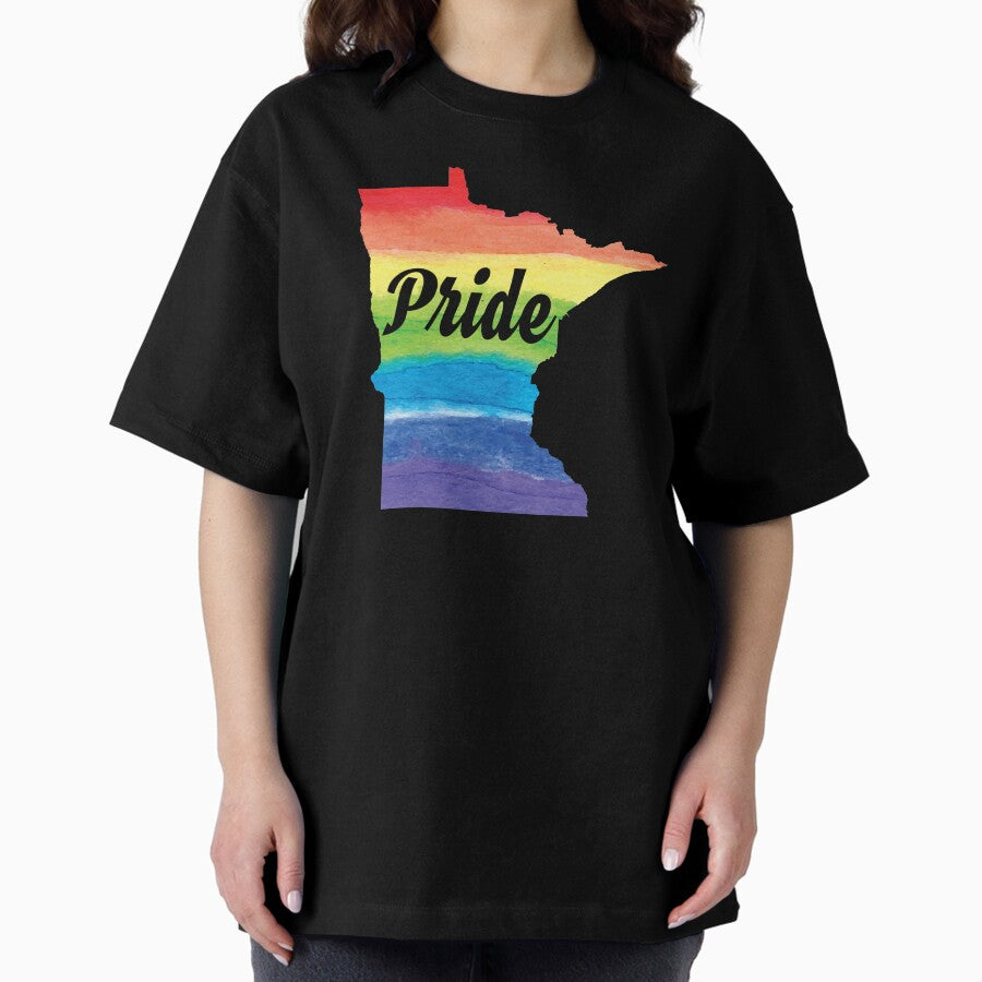 Gay Pride Flag Minnesota LGBT Month Lesbian Bisexual Oversized T-Shirt