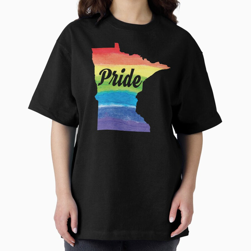 Gay Pride Flag Minnesota LGBT Month Lesbian Bisexual Oversized T-Shirt