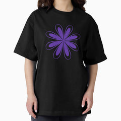 Purple Retro Doodle Flower Oversized T-Shirt