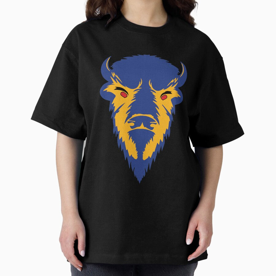 Angry Buffalo head with Buffalo Sabres team colors Oversized T-Shirt