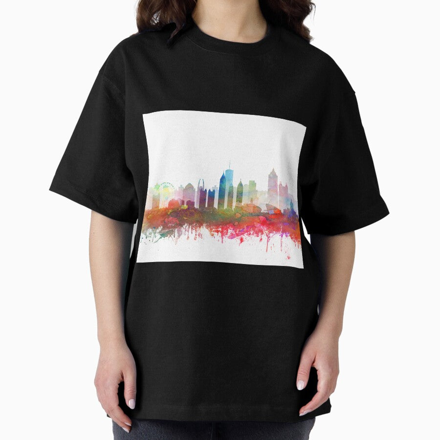 Atlanta Skyline Watercolor By Zouzounio Art Oversized T Shirt