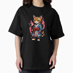 Cool cat mom tortie samurai Oversized T-Shirt