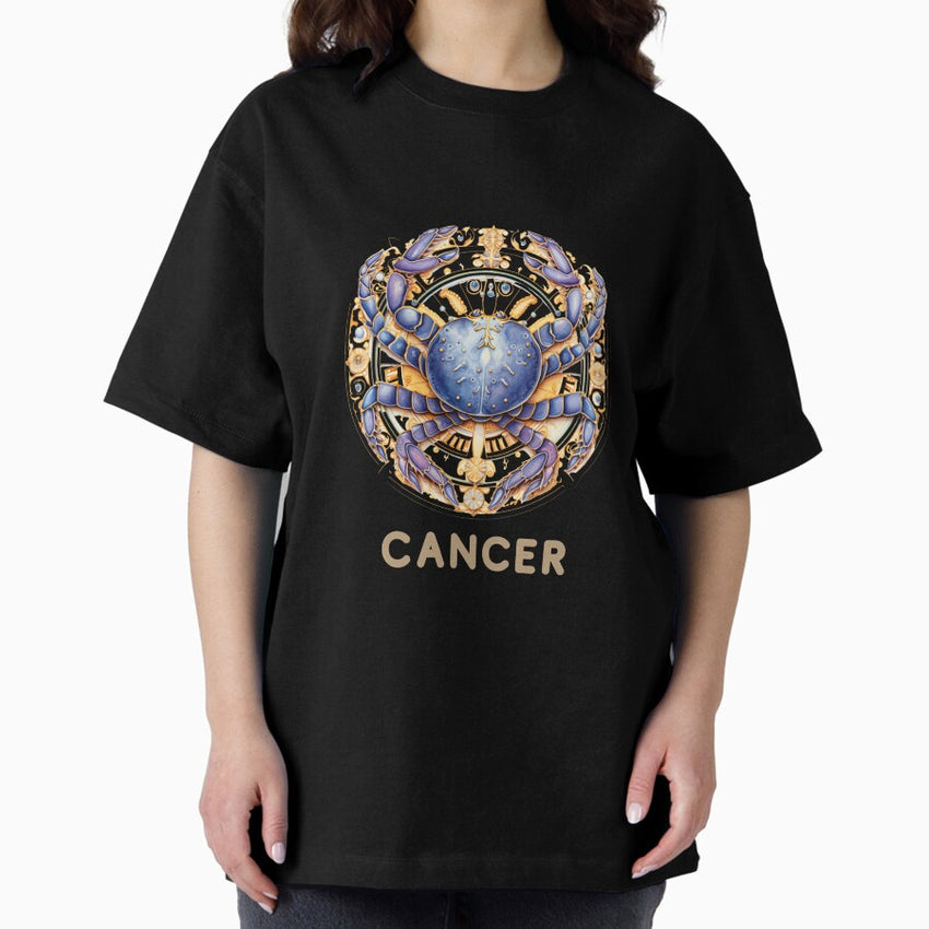Cancer Zodiac- Horescope/SunSign Theme on white white back ground Oversized T-Shirt