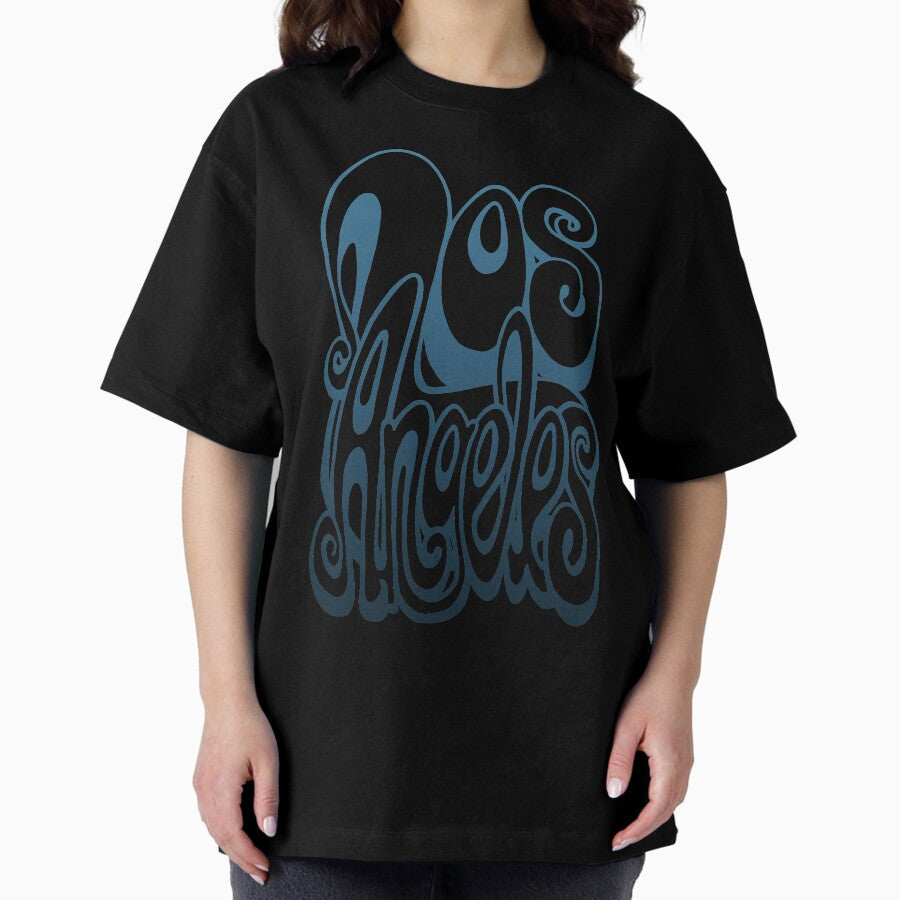 Los Angeles lettering art - Sailor Blue Oversized T-Shirt