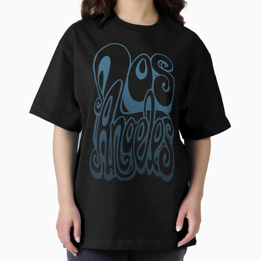 Los Angeles lettering art - Sailor Blue Oversized T-Shirt