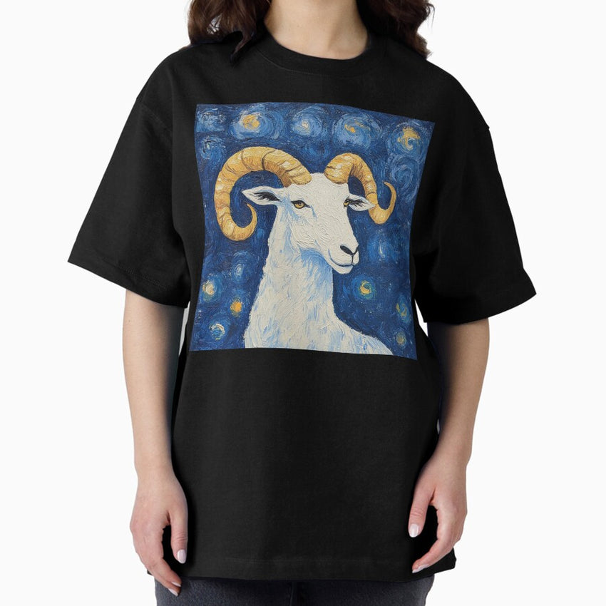Aries zodiac symbol | Post-impressionist painting style Oversized T-Shirt
