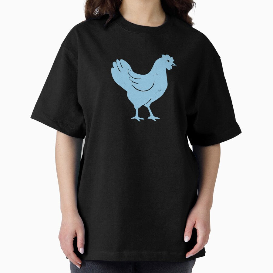 Chicken Pastel Blue Oversized T Shirt