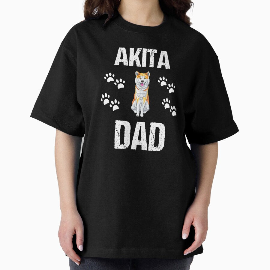 Akita Dad Gift For Dad Oversized T Shirt