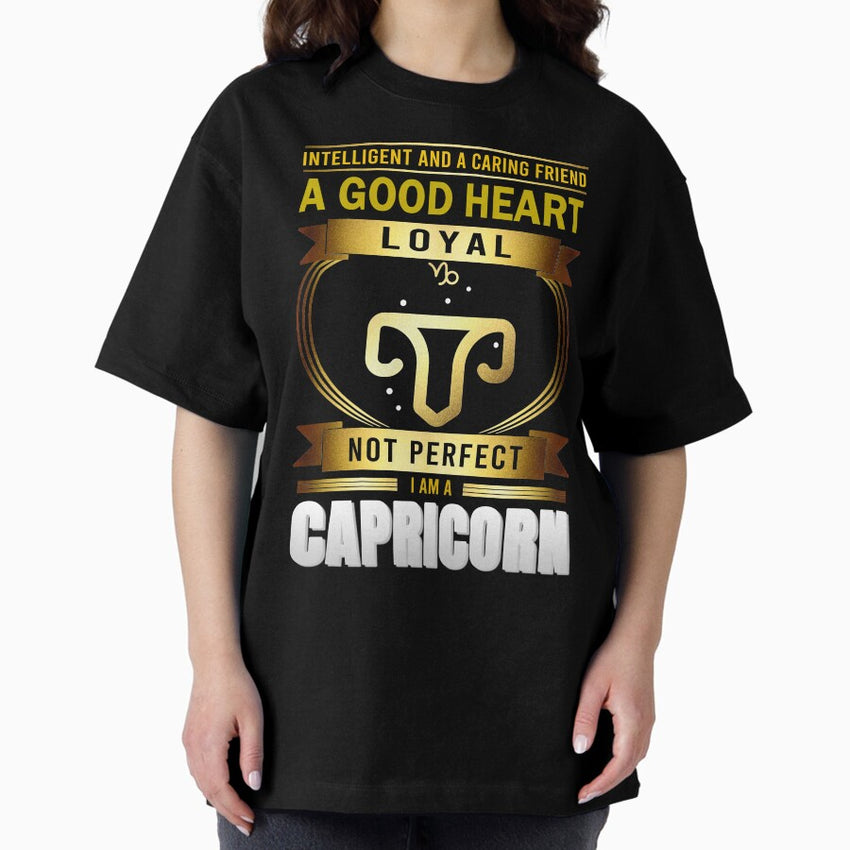 Golden Capricorn Zodiac Sign Oversized T-Shirt