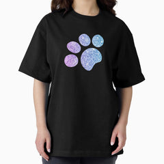 Blue cat Paw Print Oversized T-Shirt